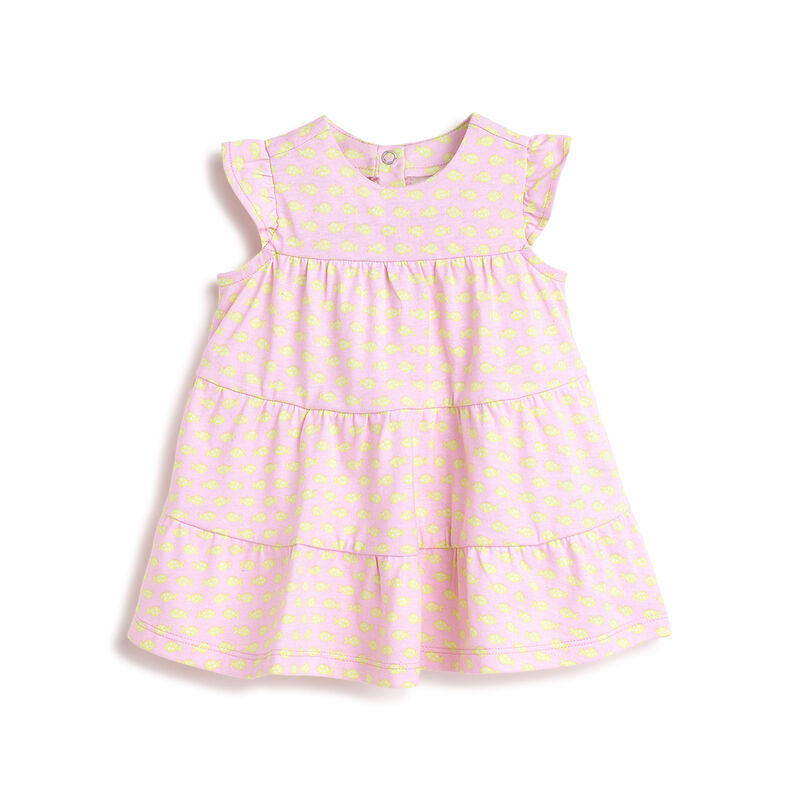 Girls Light Pink Printed Short Sleeve Dress image number 0